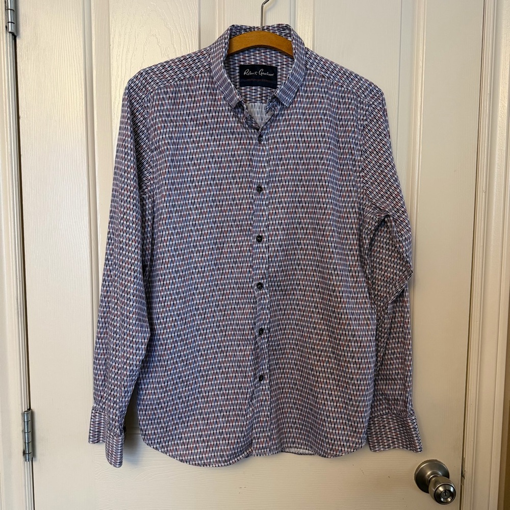 Robert Graham Modern Americana Multicolor Micro-Print Long-Sleeve Shirt Medium